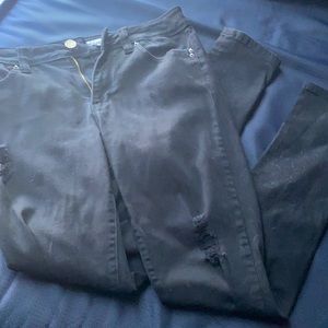 Distressed black jeans